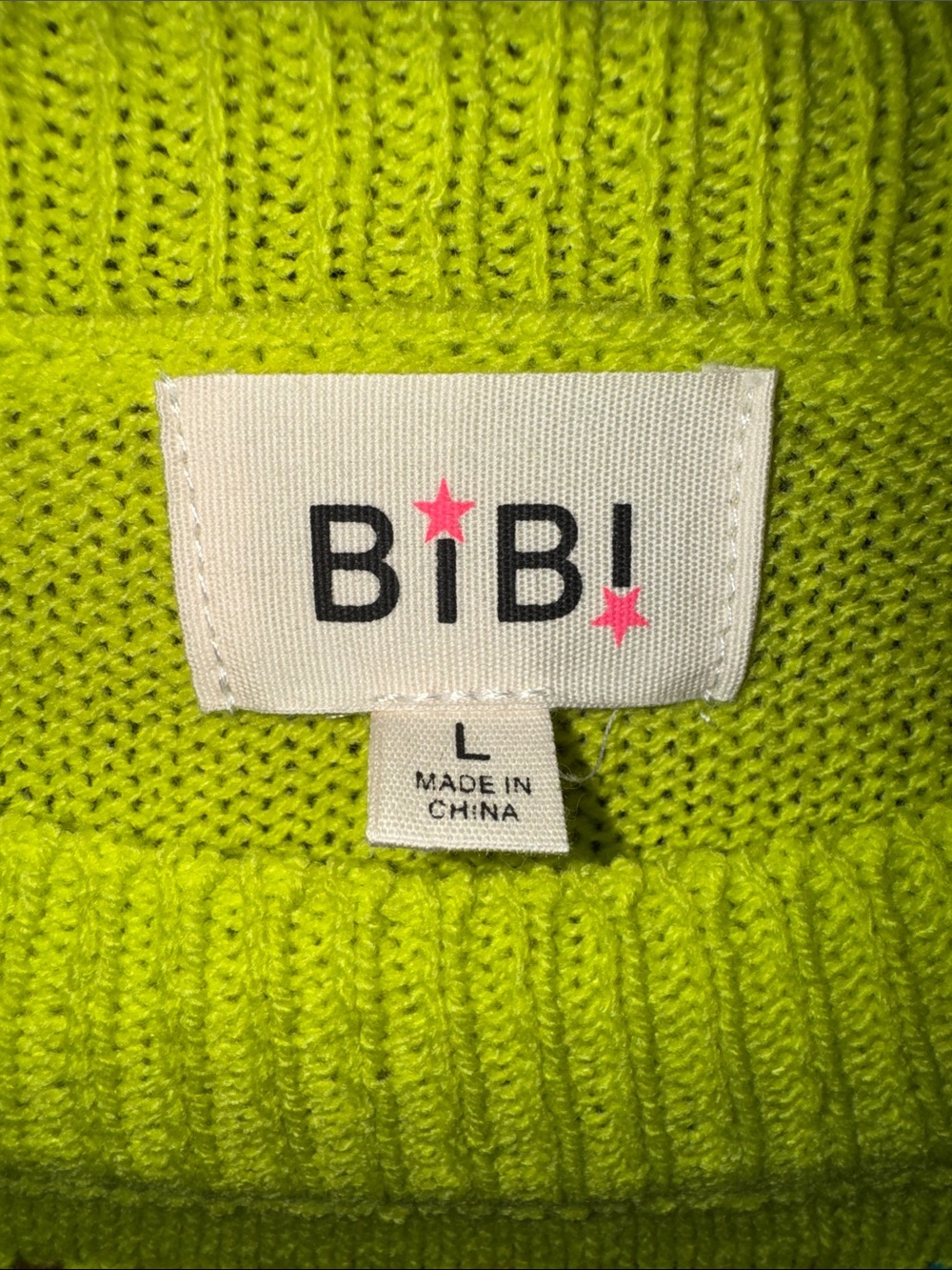 BIBI Neon Lime Short Sleeve Knit Sweater - Women's Size Large - Picture 2 of 6